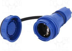 20251-B, Разъем: питания AC; "мама"; гнездо; 2P+PE; 250ВAC; 16А; синий