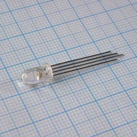L-154A4SUREQBFZGEC, Светодиод 5мм/RGB/красный/630нм/ 650-1300мкд/ зеленый/525нм/ 2200-3600мкд/синий/465нм/ 400-900мкд/прозрачный/50°