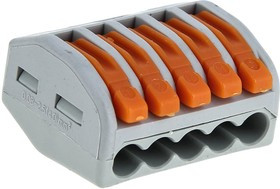 plc-smk-415, Клемма СМК 222-415 с рычагом 5 отверстий 0,08-2,5(4.0)мм2 (100шт.) plc-smk-415, Клемма СМК 222-415 с рычагом 5 отверстий 0,08-2,5(4.0)мм2 (100шт.)