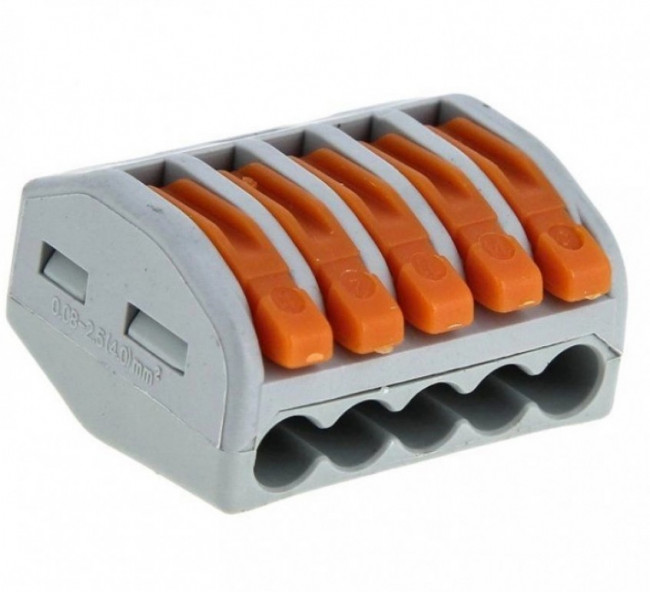 plc-smk-415, Клемма СМК 222-415 с рычагом 5 отверстий 0,08-2,5(4.0)мм2 (100шт.) plc-smk-415, Клемма СМК 222-415 с рычагом 5 отверстий 0,08-2,5(4.0)мм2 (100шт.)