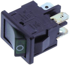 1855.1108-00, Клавишный переключатель, Вкл.-Выкл., DPST, С Подсветкой, Панель, Зеленый, 1855