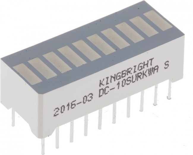 DC-10SURKWA, 10 сегментный шкальный дисплей/красный/ 630нм/9-25мкд