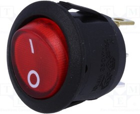 R13-112BF-02-BR-2D-N-2, Переключатель ROCKER; SPST; Пол: 2; OFF-(ON); 10A/