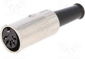 0122 05, Разъем DIN Аудио / Видео, 5 контакт(-ов), Гнездо, Монтаж на Кабель, Пайка