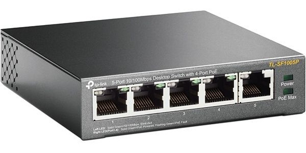 Коммутатор TP-Link TL-SF1005P 5x100Мбит/с 4PoE 58W неуправляемый Коммутатор TP-Link TL-SF1005P 5x100Мбит/с 4PoE 58W неуправляемый