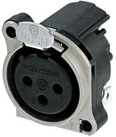 NC3FBH1-0, XLR Connectors 3P F RECEPT B SERIES FPCBH RTPIN 1 GRD T