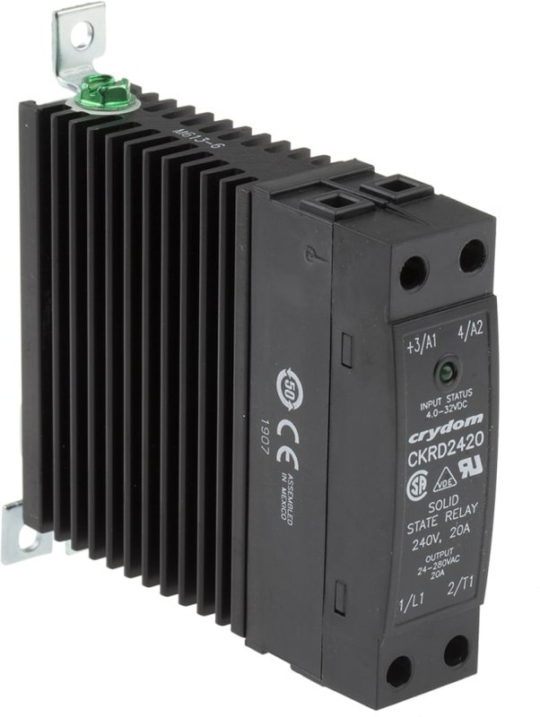 CKRD2420, CKR24 Series Solid State Relay, 20 A rms Load, DIN Rail Mount, 280 V rms Load, 32 V Control CKRD2420, CKR24 Series Solid State Relay, 20 A rms Load, DIN Rail Mount, 280 V rms Load, 32 V Control