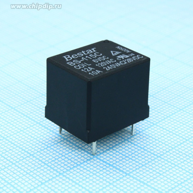 BS-115C-12A-6VDC, Реле электромагнитное, SPDT, Uкат 6 В DC, Pупр(max) 360 мВт, Iкомм 10 А, UDC 28 В BS-115C-12A-6VDC, Реле электромагнитное, SPDT, Uкат 6 В DC, Pупр(max) 360 мВт, Iкомм 10 А, UDC 28 В