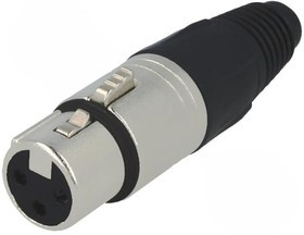 NC3FX, Вилка, XLR, "мама", PIN 3, прямой, на провод, пайка, 3,5-8мм, 16А