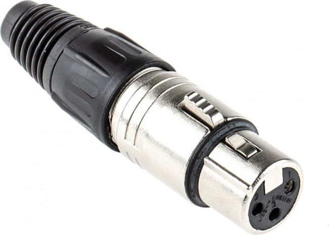 NC3FX, Вилка, XLR, "мама", PIN 3, прямой, на провод, пайка, 3,5-8мм, 16А