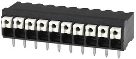TBLH10-350-10BK, Fixed Terminal Blocks Terminal block, screwless, High Temp, 3.5, Horizontal, 10, Black w Gray Button