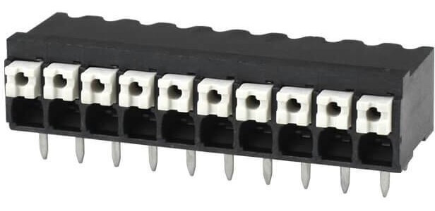TBLH10-350-10BK, Fixed Terminal Blocks Terminal block, screwless, High Temp, 3.5, Horizontal, 10, Black w Gray Button