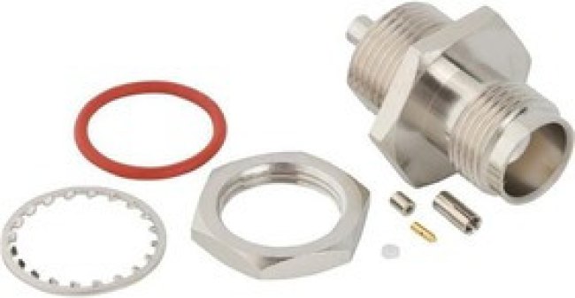 031-7001, RF Connectors / Coaxial Connectors TNC Straight Crimp Jack 1.32 mm Micro-cable Bulkhead Front Mount 50 Ohm IP67 031-7001, RF Connectors / Coaxial Connectors TNC Straight Crimp Jack 1.32 mm Micro-cable Bulkhead Front Mount 50 Ohm IP67