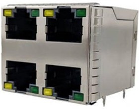 RJSGE4887441, Modular Connectors / Ethernet Connectors Cat5e Pressfit 2x2 With Shield with LED