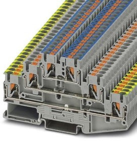 Protective conductor terminal, push-in connection, 0.14-4.0 mm², 6 pole, 20 A, 6 kV, gray, 3210538