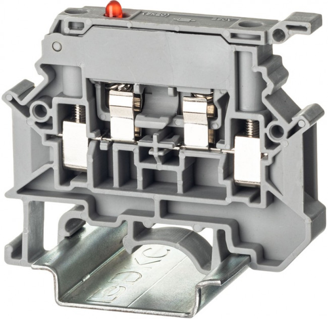Клемма для предохранителя винтовой зажим 2 точки подключения индикация 24В 4кв.мм сер. DKC TUR-4-HESILED24