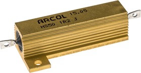 HS50-1R2J, Резистор: проволочный, с радиатором, винтами, 1,2Ом, 50Вт, ±5%