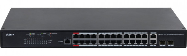 Коммутатор Dahua DH-PFS4226-24GT-230 24x1Гбит/с 2SFP 24PoE 230W управляемый