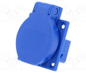 1040-0B, Разъем: питания AC, гнездо, 2P+PE, 250ВAC, 16А, синий, PIN: 3