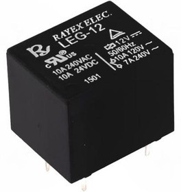 LEG-12, Реле: электромагнитное, SPDT, Uобмотки: 12ВDC, 10A/120ВAC, PCB
