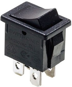R19-20BBOT-G, переключатель клавишный ON-OFF 250В 6А черный без маркировки (аналог SWR45)