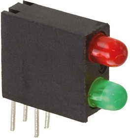 553-0312F, Green & Red Right Angle PCB LED Indicator, 2 LEDs, Through Hole 20 V