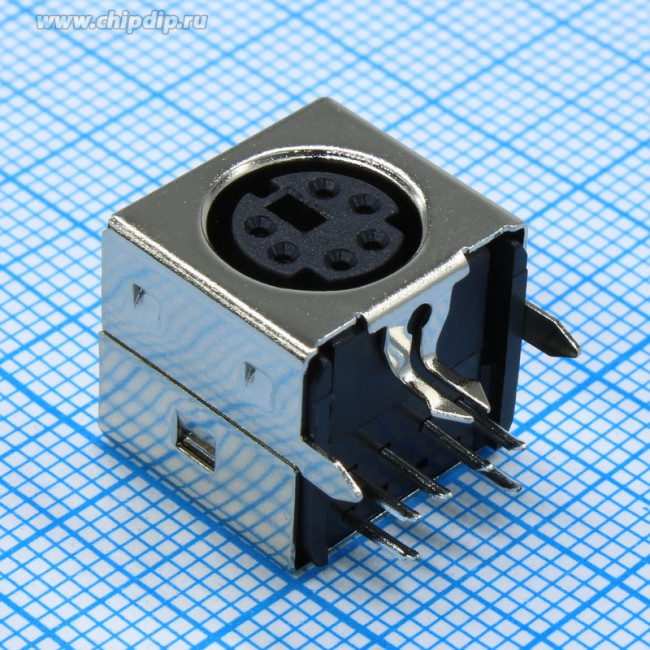 Mini DIN (6 pin) (DS1093-01-6), Розетки экранированные на плату угловые для компьютера