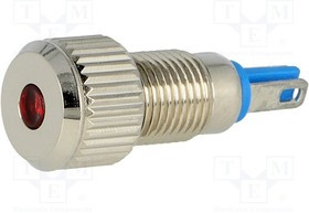 GQ8F-D/R/12, Индикат.лампа: LED, плоский, 12ВDC, Отв: d8мм, IP67, под пайку