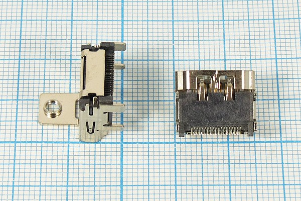 № 2742 гн HDMI\19C4HP\плат SMD\угл 1отв h5,0\HDMI7003; 2742 гн HDMI\19C4HP\плат SMD\угл 1отв h5,0\HDMI7003