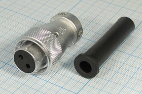 Разъем PLS-20PF-2P вилка, контакты 2P, резьба М22, монтаж на кабель