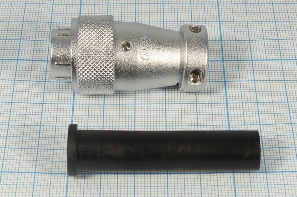 Разъем PLS-20PF-2P вилка, контакты 2P, резьба М22, монтаж на кабель