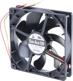 9S1212M4011, DC Fans DC Axial Fan, 120x120x25mm, 12VDC, Silent Series, Ribless, Tachometer