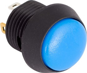 Pushbutton, 1 pole, black, illuminated (blue), 0.4 A/32 V, mounting Ø 12 mm, IP67, FL12LB5