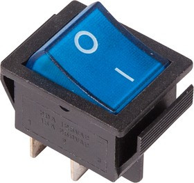 36-2331, Выключатель клавишный 250V 16А (4с) ON-OFF синий с подсветкой (RWB-502, SC-767, IRS-201-1)
