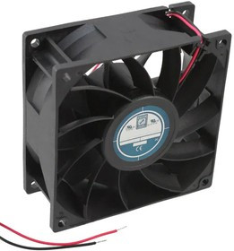 OD9238-24HB, DC Fans DC Fan, 92x92x38mm, 24VDC, 90CFM, 0.28A, 50dBA, 4000RPM, Dual Ball, 2x Leads