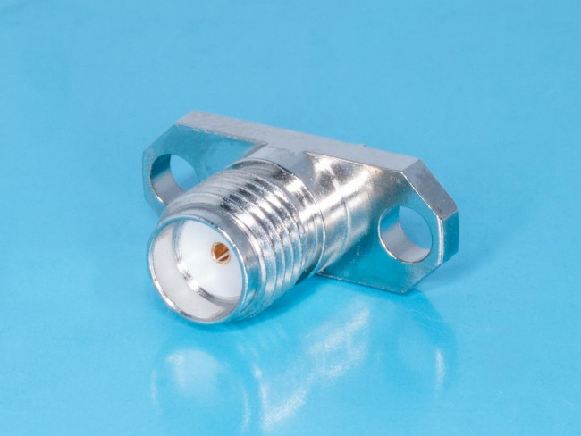 SMA-BJ1, Разъем SMA гнездо на блок, пайка, крепление под 2 винта