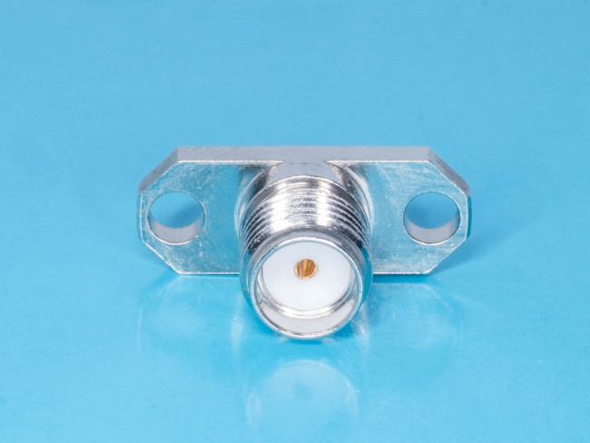 SMA-BJ1, Разъем SMA гнездо на блок, пайка, крепление под 2 винта