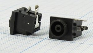 Разъем питания DC розетка, P1.2 D6.5, 3C, на плату, угловой, PJ004B