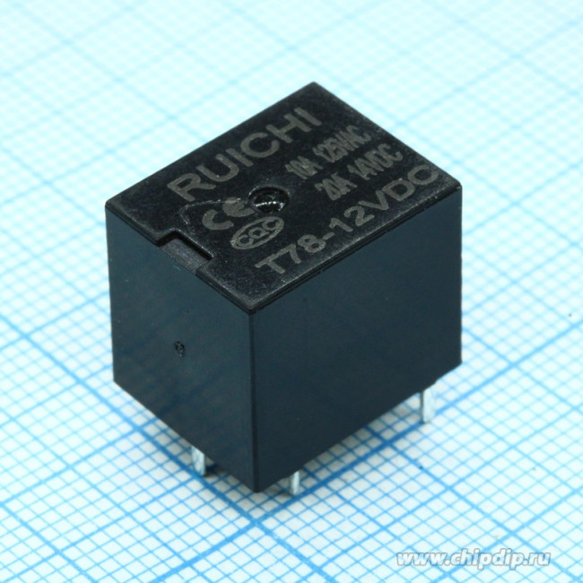T78 (T74) 12VDC 10A, Электромагнитное реле , монтаж DIP
