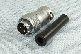 Разъем PLS-20PF-3P вилка, контакты 3P, резьба М22, монтаж на кабель