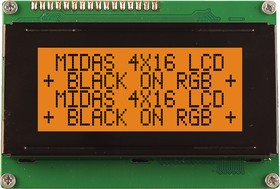 MD41605A6W-FPTLRGB, Буквенно-цифровой ЖКД, 16 x 4, Черный на RGB, 5В, Полупрозрачный MD41605A6W-FPTLRGB, Буквенно-цифровой ЖКД, 16 x 4, Черный на RGB, 5В, Полупрозрачный