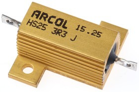 HS25 3R3 J, 3.3 25W Wire Wound Chassis Mount Resistor HS25 3R3 J ±5%