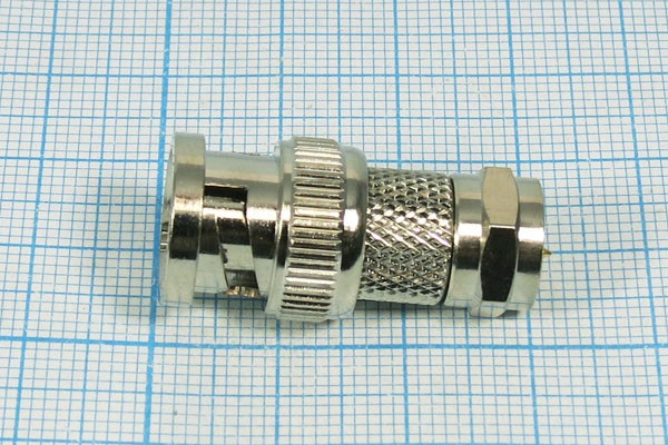 Высокочастотный переходник штекер BNC на штекер F; №603 штек BNC-штек F