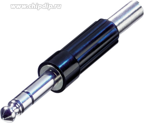 NYS 204, Штекер аудио 6,35мм стерео пластик с амортизатором кабеля