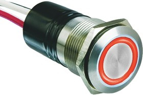 MPI002/FL/RD/12, Pushbutton Switch, Vandal Proof Momentary Function 50 mA 24 VDC 1NO IP66