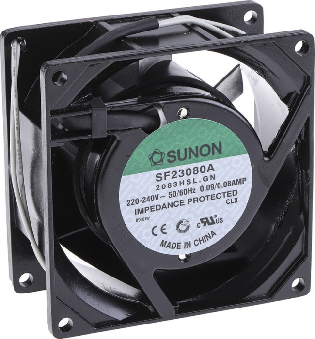 SF23080A2083HSL.GN, Вентилятор 220В AC, 2300об/мин, 80x80x38, 30,5м3/час, 31дБ, подшипник скольжения, тип вывода - провод SF23080A2083HSL.GN, Вентилятор 220В AC, 2300об/мин, 80x80x38, 30,5м3/час, 31дБ, подшипник скольжения, тип вывода - провод