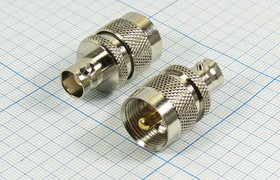 Переходник штекер UHF - гнездо BNC; №591 штек UHF-гн BNC