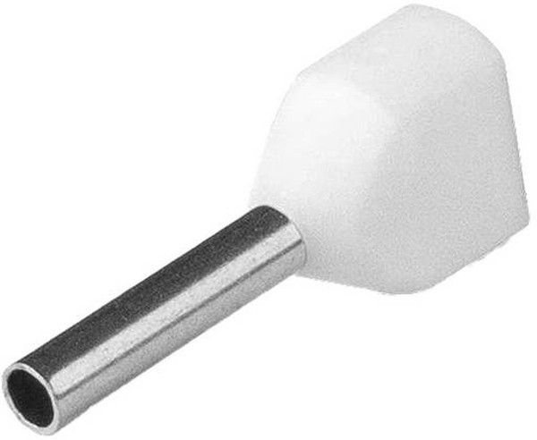 НШВИ(2) 0.5-8, Наконечник штыревой втулочный изолированный белый 2х0.5мм²