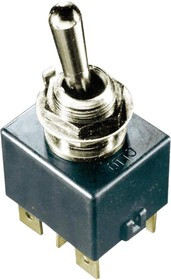 T7-211E5, Toggle Switch, Panel Mount, (On)-Off-(On), DPST, Tab Terminal, 28 V dc, 115V ac