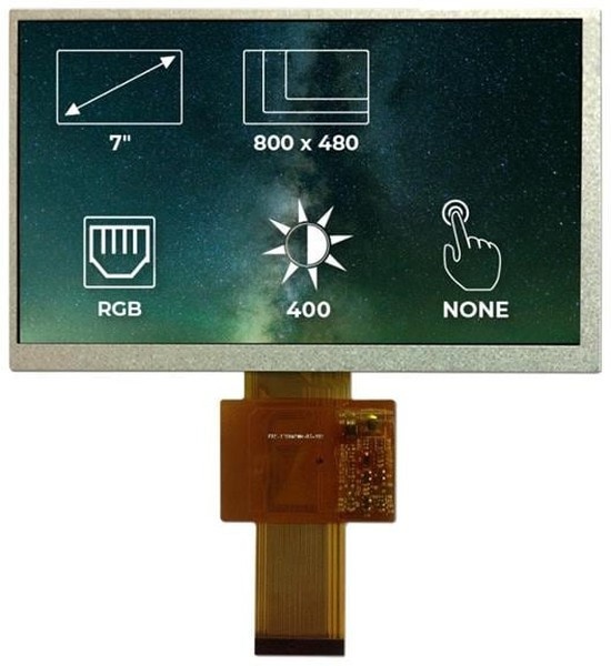 RVT7.0A800480TNWN00, Дисплей: TFT, 7", 800x480, Подсвет: LED, Размер окна: 156,7x89,1мм